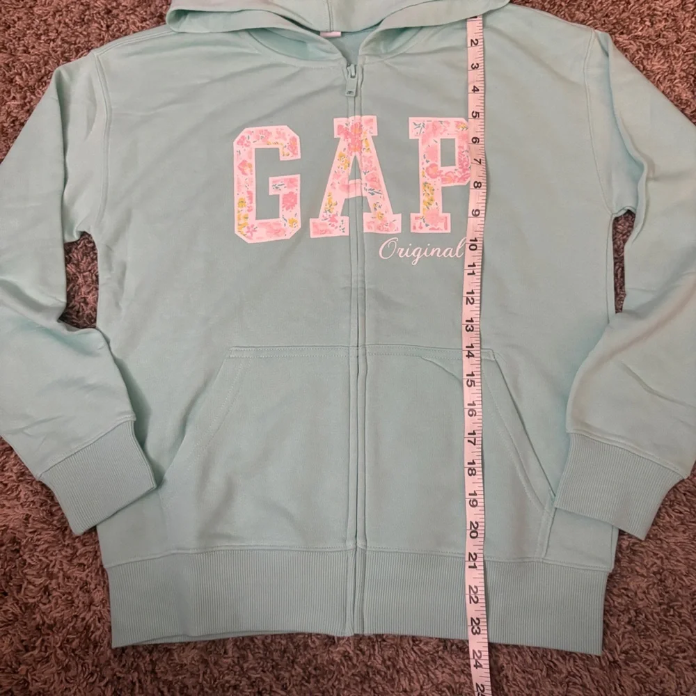 GAP Kids Light Green Hoodie with Floral Logo